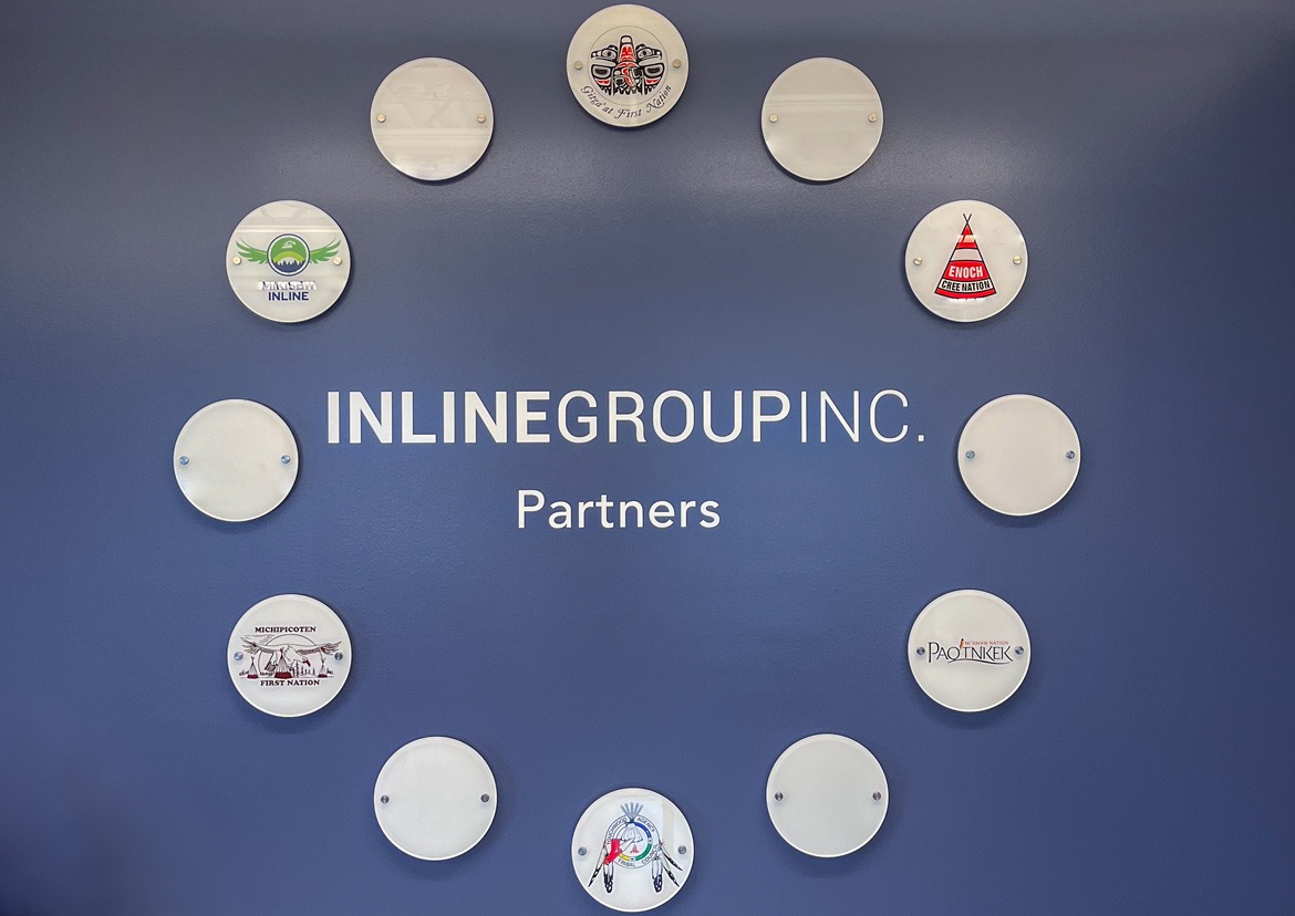 Wall depicting Indigenous partner logos