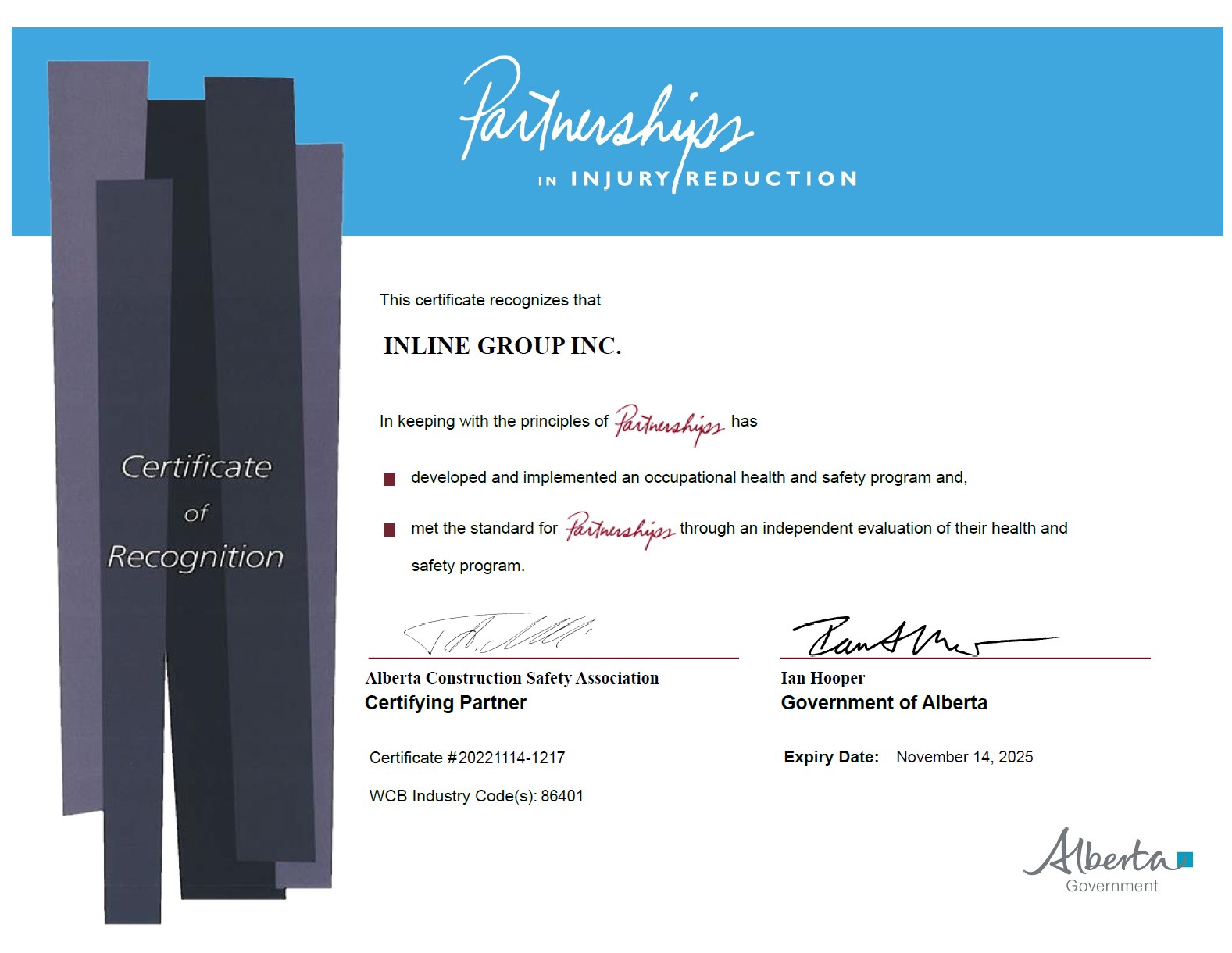 certificate of recognition